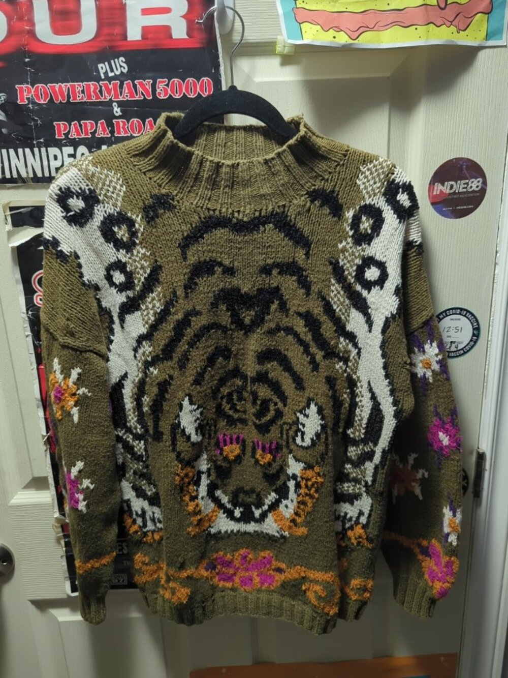 Joseph Tricot Vintage Hand Knitted Wool Tiger Sweater Pullover 80s